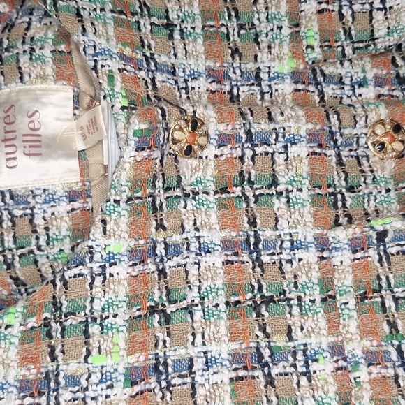 Avec Les Filles Tweed Boucle Jewel Detail Button Lady Blazer Size M - Picture 3 of 8